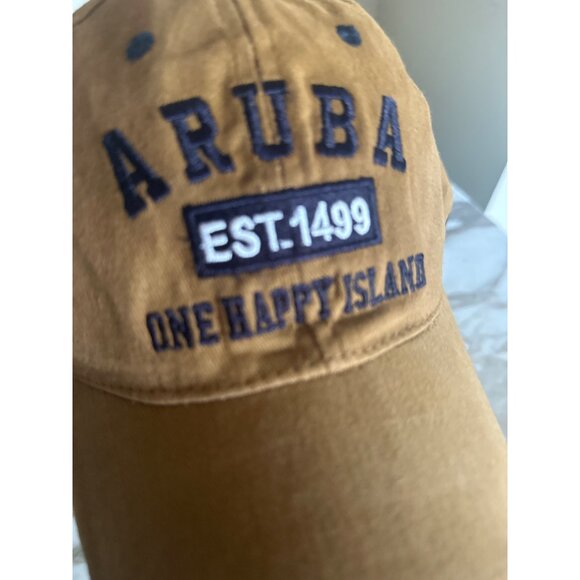 Aruba Brown BaseballCap "One Happy Island" & "Est. 1499" Adjustable Strapback - Picture 2 of 6